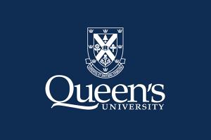 white Queen's logo on blue background