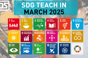SDG Teach In March 2025 above the 17 SDG squares