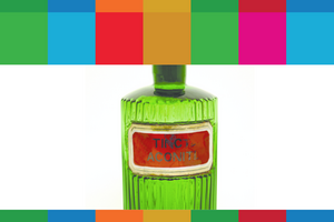 SDG colour blocks with green bottle with red label 