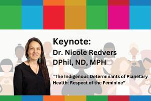 Dr. Nicole Redvers image and information between SDG week colourful blocks. 