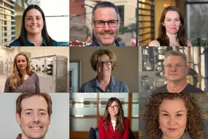 Individual recipients of the Special Recognition for Staff Awards, included, clockwise from top left: Alana Korczynski, Duane Parliament, Colleen Donahoe, John Odell, Sarah Indewey, Lisa Latour Colby, Graham Gibson, Janet Pollard, and Shannon Hill.