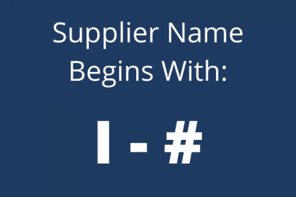Supplier name begins with I - number sign