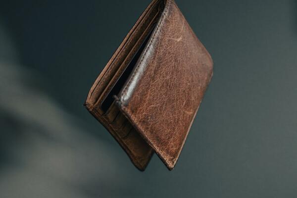 Brown leather bi-fold wallet