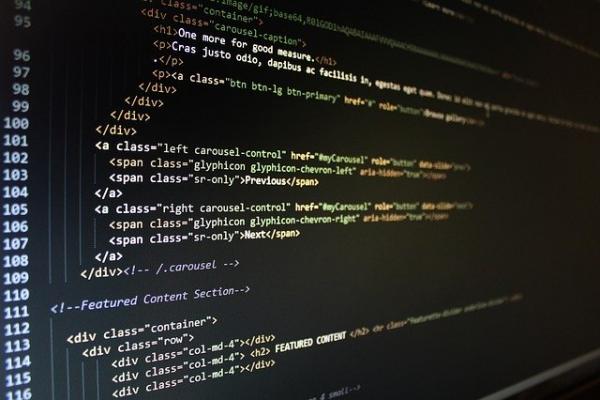 A computer screen with code on it