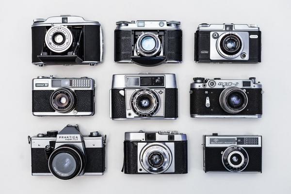 Nine different cameras laid out in a grid format