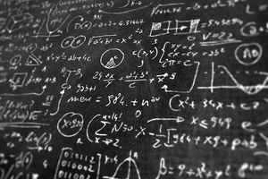 blackboard with mathematical formulas