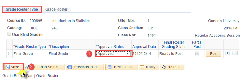 Approve Grade Roster step 7