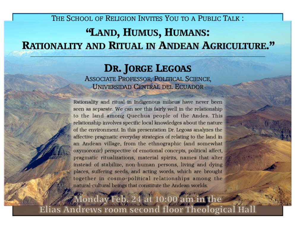A poster for Dr. Jorge Legoas talk
