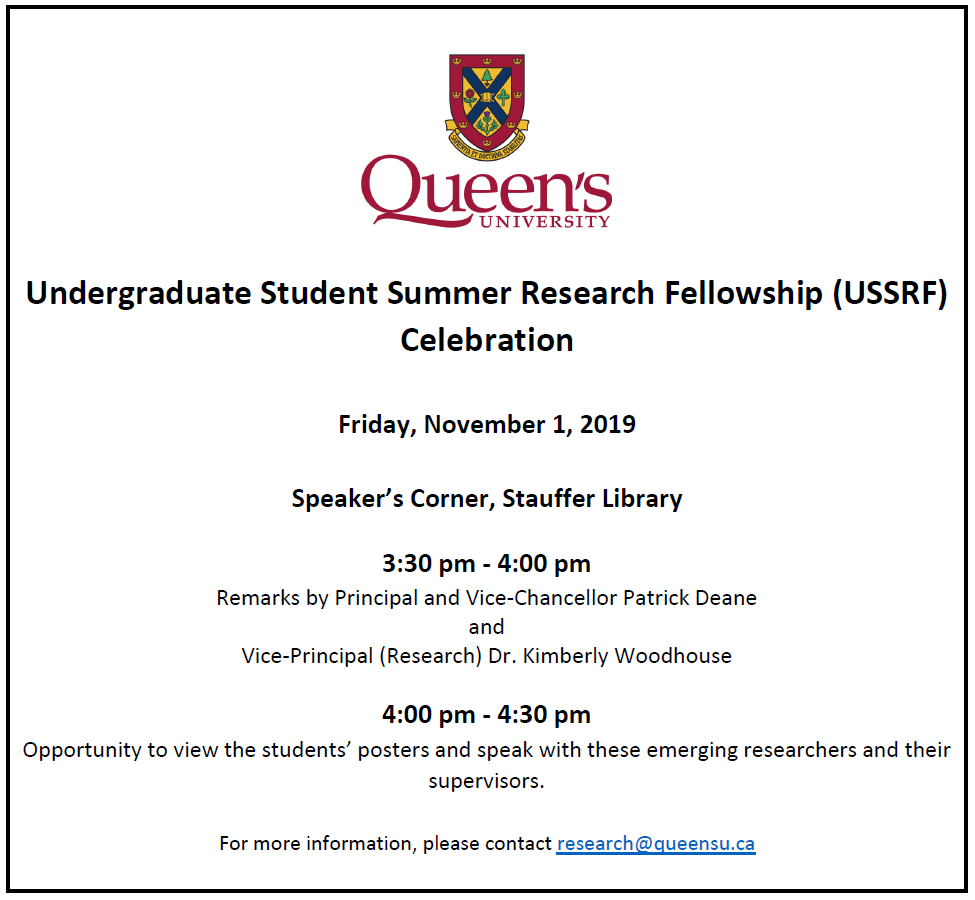 Undergraduate Student Summer Research Fellowship Celebration poster