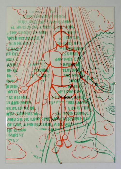 Artwork of a person with light shining on them