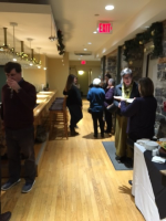 A group of people having a conversation