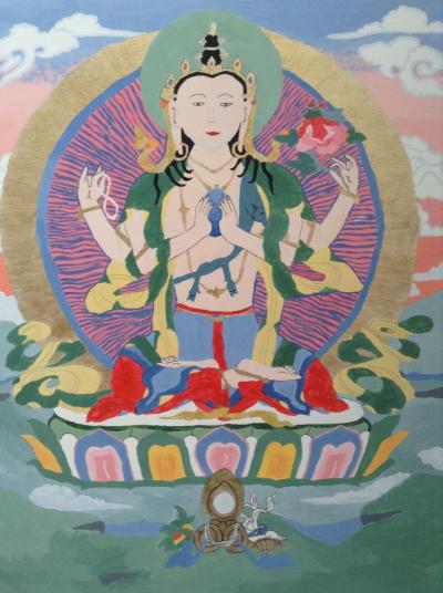 Artwork of a person with four arms