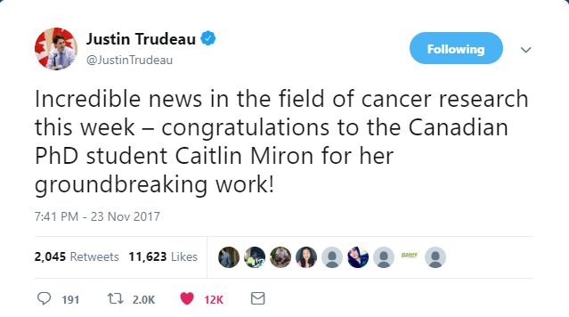 Tweet from the Prime Minister