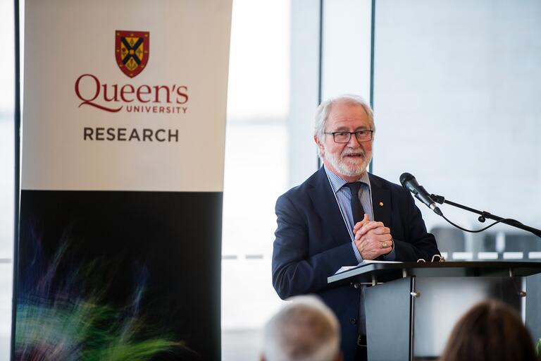 Principal Patrick Deane welcomed Queen’s research award recipients.