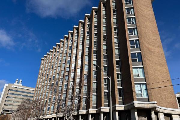 Waldron Tower against a blue sky