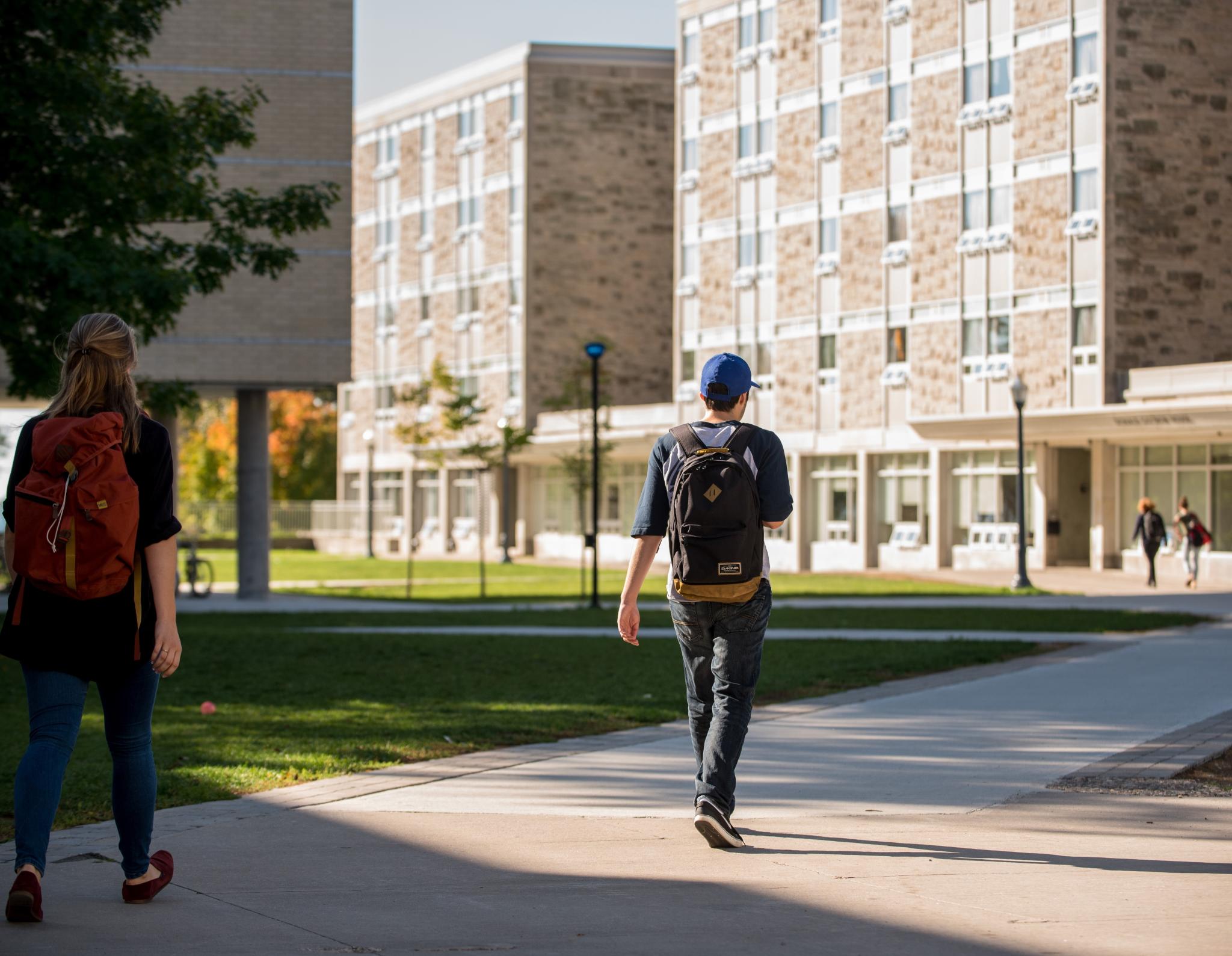 Student walking back to residence