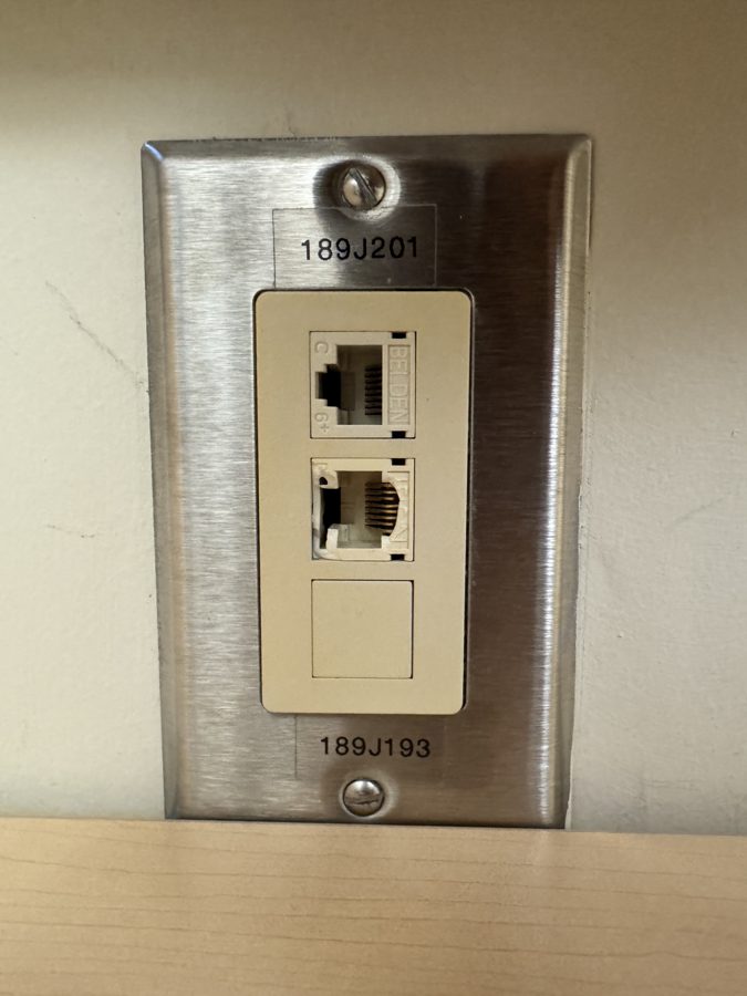 Stainless steel wall plate with network jacks