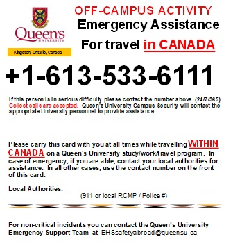 "OCASP Emergency Contact Card in Canada"