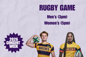 two Rugby players with consent week logo