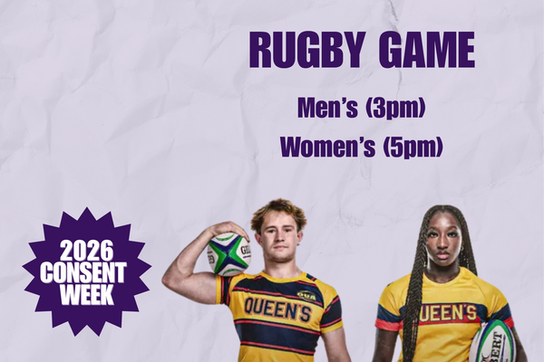two Rugby players with consent week logo
