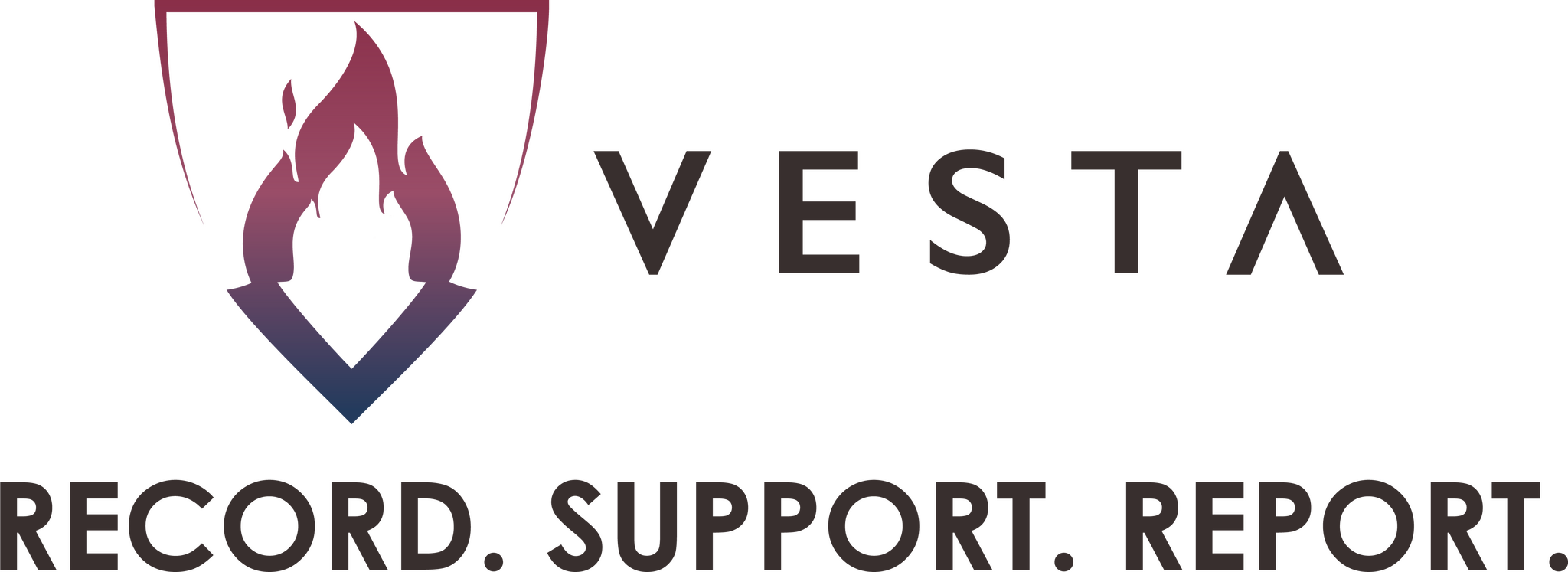 VESTA Logo with the words: record, support, report.