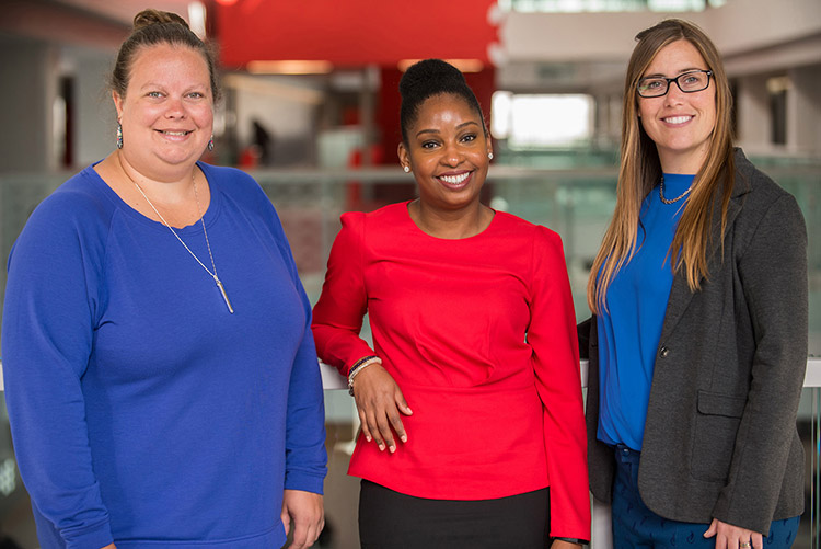 [Photo of Aimee Burtch, Communications & Outreach Manager, Lavonne Hood, University Ombudsperson, and Kathyrn Morrissey, Intake Coordinator of the Office of the University Ombudsperson]