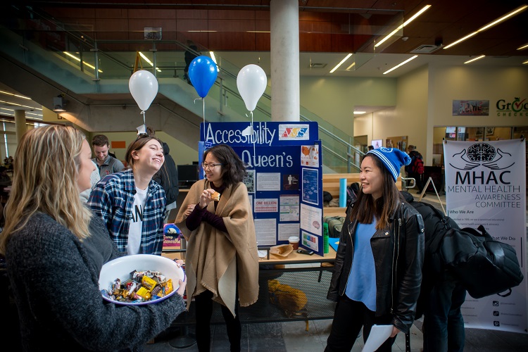 [Photo of students in the Queen's Centre on Bell Let's Talk Day]