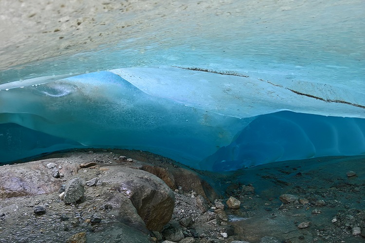 [Photo of a retreating glacier]