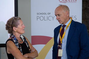Former Premier Kathleen Wynne speaks with SPS Acting Director Eugene Lang