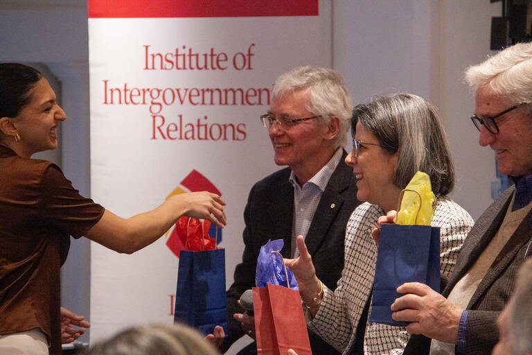 MPA student Menka Belanger thanks speakers