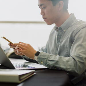 Man working on a laptop