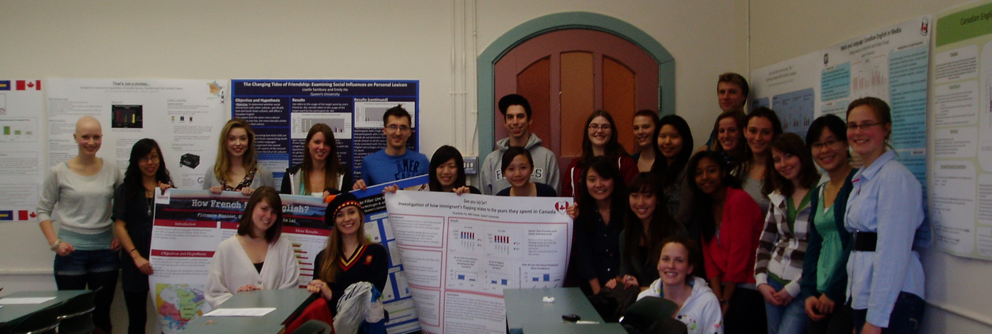 Canadian English class - students with research posters