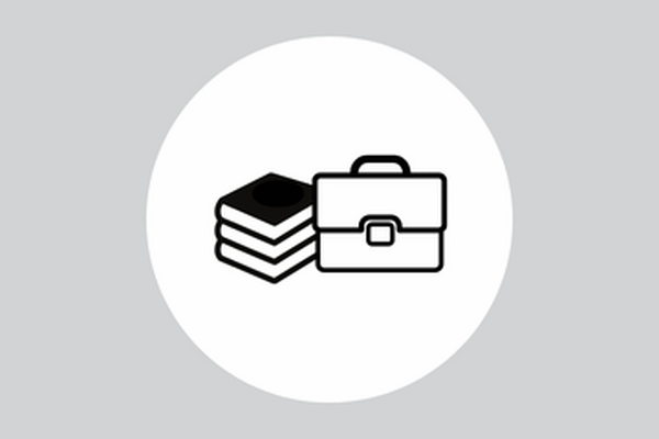 Books and briefcase for career planning 