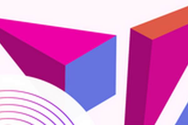 Pink, purple and orange triangular prisms