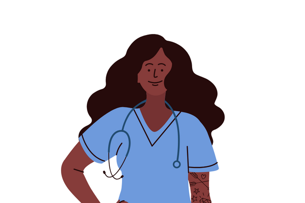 person in scrubs with stethoscope 