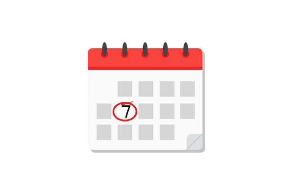 calendar with 7 on date circled