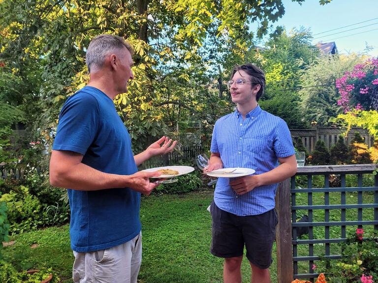 Dominic enraptured by some 'words of wisdom'