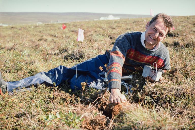 me lying near tussock 25 years earlier