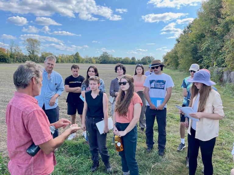 Chris reporting that he has increased the average soil carbon concentration from 1.9% to 3.6% by his organic, heritage grain, and low till practices