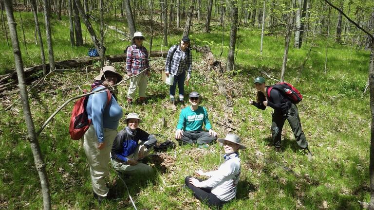 The full Trillium flower counting team May 2023