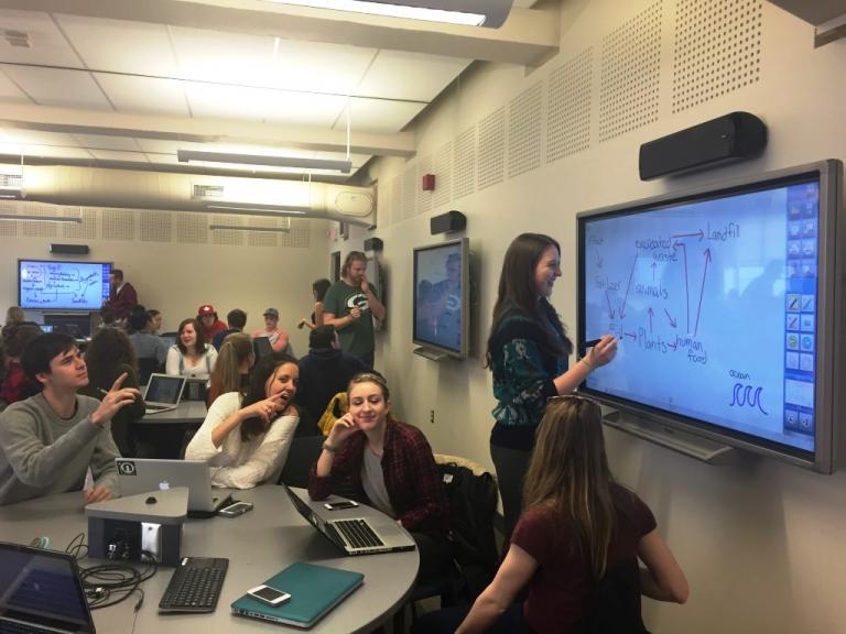 Student group work in Ellis Hall