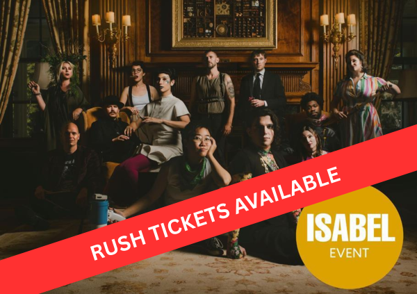 The band poses in front of a mantle place