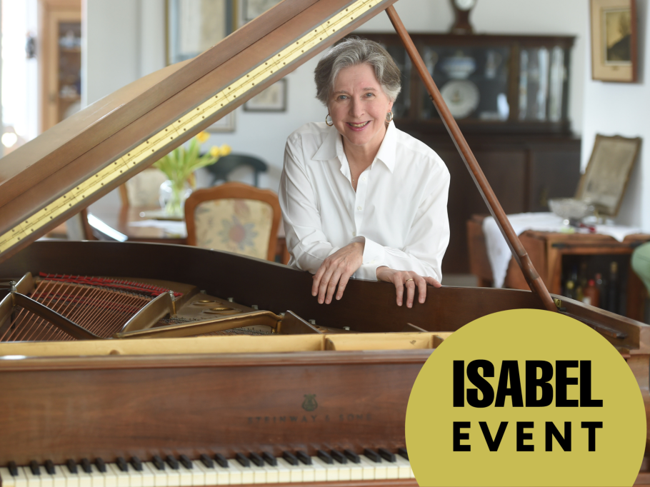 Janina Fialkowska smiles from behind her piano