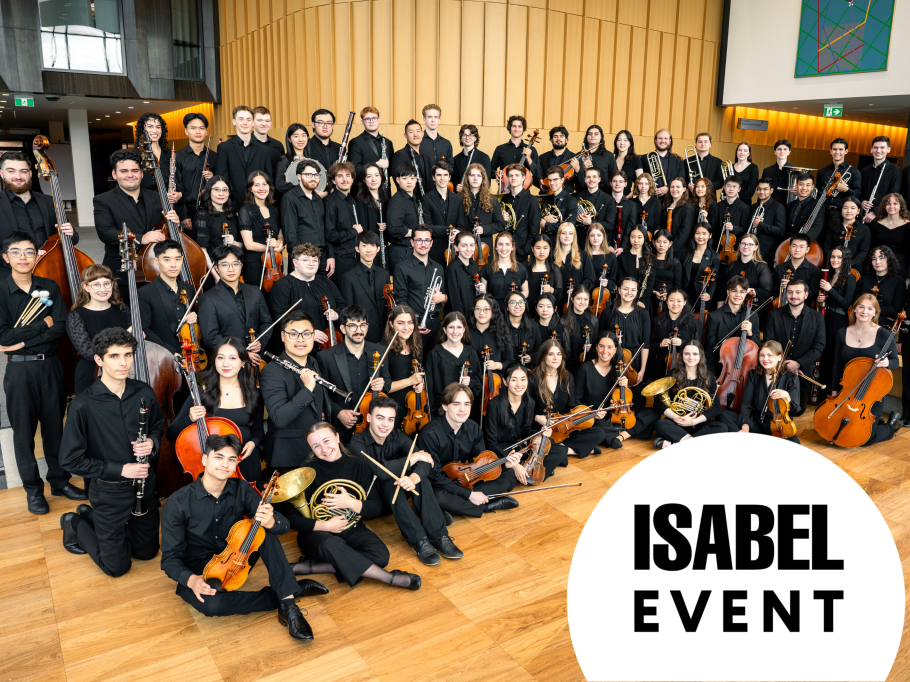 The musicians of the National Youth Orchestra gather for a pre-concert group photo