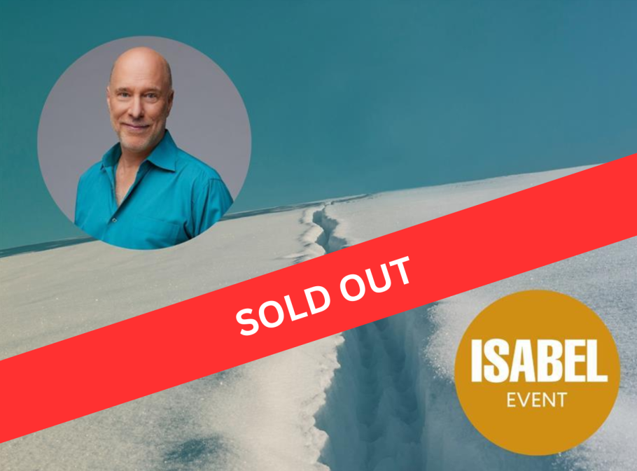 A wide field of snow, with a picture of Tom Allen