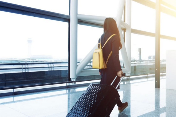 Woman in airport walking