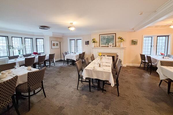 West Lake View Room with tables and chairs set for lunch