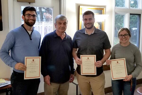 Kate and Thomas receive honours for the Malcolm Stott Teaching Assistant Award.