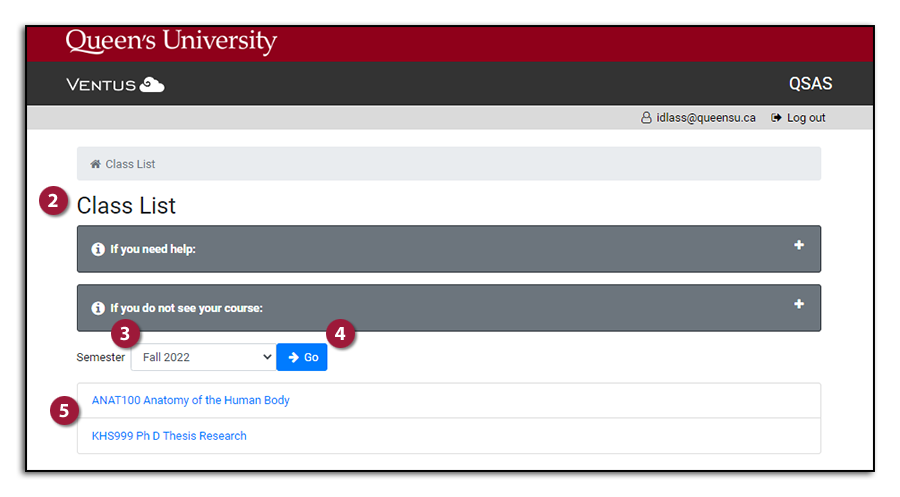 image: view the class list