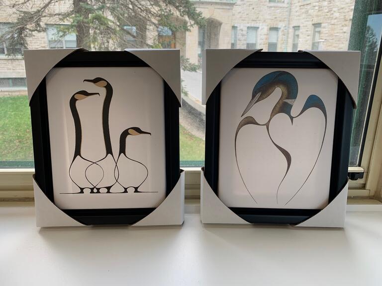 Indigenous artwork depicting loons
